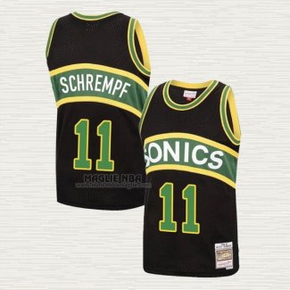 Maglia Detlef Schrempf NO 11 Seattle SuperSonics Mitchell & Ness 1994-95 Nero
