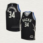 Maglia Giannis Antetokounmpo NO 34 Bambino Milwaukee Bucks Statement 2022-23 Nero