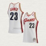 Maglia LeBron James NO 23 Cleveland Cavaliers Mitchell & Ness 2003-04 Bianco