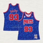Maglia NO 93 Brooklyn Nets Hardwood Classic Bape Blu