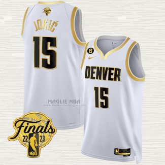 Maglia Nikola Jokic NO 15 Denver Nuggets Citta 2023 NBA Finals Bianco