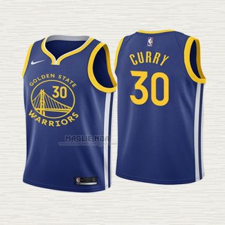 Maglia Stephen Curry NO 30 Bambino Golden State Warriors Icon 2019-20 Blu