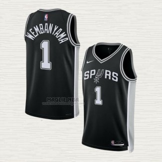 Maglia Victor Wembanyama NO 1 San Antonio Spurs Icon 2022-23 Nero