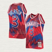 Maglia Allen Iverson NO 3 Philadelphia 76ers Mitchell & Ness 1997-98 Rosso