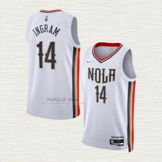 Maglia Brandon Ingram NO 14 New Orleans Pelicans Citta 2021-22 Bianco