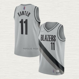 Maglia Enes Kanter NO 11 Portland Trail Blazers Earned 2020-21 Grigio