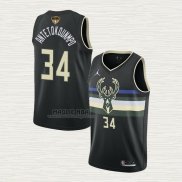 Maglia Giannis Antetokounmpo NO 34 Milwaukee Bucks Statement 2021 Finals Nero