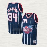 Maglia Hakeem Olajuwon NO 34 Houston Rockets Mitchell & Ness 1996-97 Blu2