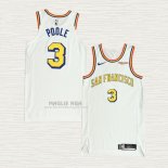Maglia Jordan Poole NO 3 Golden State Warriors Classic Autentico Bianco