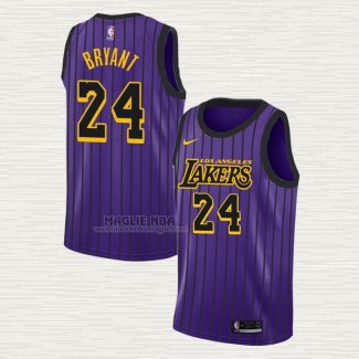 Maglia Kobe Bryant NO 24 Los Angeles Lakers Citta 2018 Viola