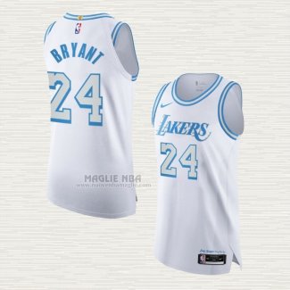 Maglia Kobe Bryant NO 24 Los Angeles Lakers Citta Autentico 2020-21 Bianco