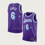 Maglia LeBron James NO 6 Los Angeles Lakers Citta Edition 2021-22 Viola