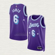 Maglia LeBron James NO 6 Los Angeles Lakers Citta Edition 2021-22 Viola