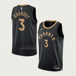 Maglia OG Anunoby NO 3 Toronto Raptors Citta 2022-23 Nero