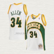 Maglia Ray Allen NO 34 Seattle SuperSonics Mitchell & Ness 2006-07 Bianco