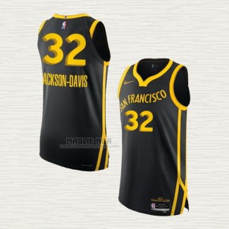 Maglia Trayce Jackson-Davis NO 32 Golden State Warriors Citta Autentico 2023-24 Nero