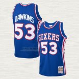 Maglia Darryl Dawkins NO 53 Philadelphia 76ers Mitchell & Ness 1976-77 Blu