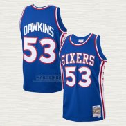 Maglia Darryl Dawkins NO 53 Philadelphia 76ers Mitchell & Ness 1976-77 Blu