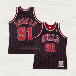 Maglia Dennis Rodman NO 91 Chicago Bulls Mitchell & Ness 1996-97 Nero