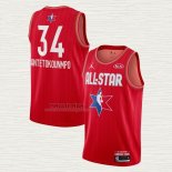 Maglia Giannis Antetokounmpo NO 34 Milwaukee Bucks All Star 2020 Rosso