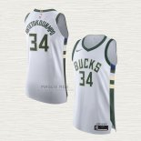 Maglia Giannis Antetokounmpo NO 34 Milwaukee Bucks Association Autentico Bianco