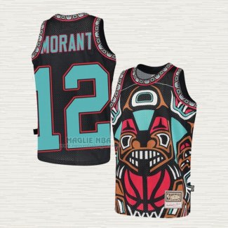 Maglia Ja Morant NO 12 Memphis Grizzlies Mitchell & Ness Big Face Nero
