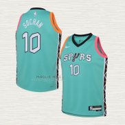 Maglia Jeremy Sochan NO 10 Bambino San Antonio Spurs Citta 2022-23 Verde