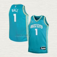 Maglia Lamelo Ball NO 1 Bambino Charlotte Hornets Citta 2023-24 Verde