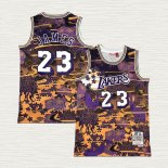Maglia Lebron James NO 23 Los Angeles Lakers Mitchell & Ness Lunar New Year Viola