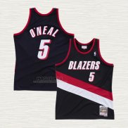Maglia NO 5 Portland Trail Blazers Hardwood Classics Throwback Nero Jermaine O'Neal