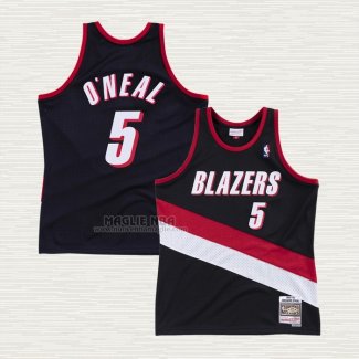 Maglia NO 5 Portland Trail Blazers Hardwood Classics Throwback Nero Jermaine O'Neal