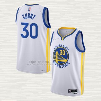 Maglia Stephen Curry NO 30 Golden State Warriors Association 2021-22 Bianco