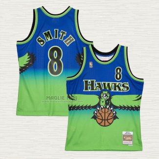 Maglia Steve Smith NO 8 Atlanta Hawks Mitchell & Ness 1996-97 Verde