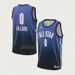 Maglia Damian Lillard NO 0 Portland Trail Blazers All Star 2023 Blu