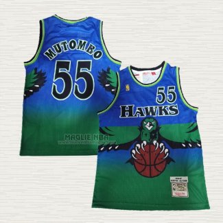 Maglia Dikembe Mutombo NO 55 Atlanta Hawks Mitchell & Ness 1996-97 Verde
