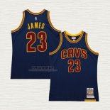 Maglia LeBron James NO 23 Cleveland Cavaliers Mitchell & Ness 2015-16 Blu