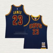 Maglia LeBron James NO 23 Cleveland Cavaliers Mitchell & Ness 2015-16 Blu