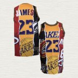 Maglia Lebron James NO 23 Los Angeles Lakers Heat Cavaliers Nero Rosso Giallo