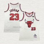 Maglia Michael Jordan NO 23 Chicago Bulls Mitchell & Ness Chainstitch Crema
