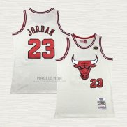 Maglia Michael Jordan NO 23 Chicago Bulls Mitchell & Ness Chainstitch Crema