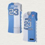 Maglia Michael Jordan NO 23 NCAA North Carolina Split Tar Heels Blu Bianco