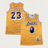 Maglia NO 23 Los Angeles Lakers Mitchell & Ness Bape Giallo