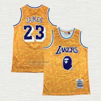 Maglia NO 23 Los Angeles Lakers Mitchell & Ness Bape Giallo