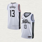 Maglia Paul George NO 13 Los Angeles Clippers Citta 2019-20 Bianco