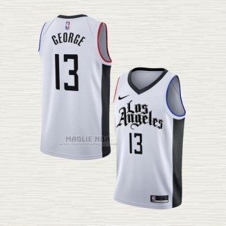 Maglia Paul George NO 13 Los Angeles Clippers Citta 2019-20 Bianco