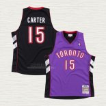 Maglia Vince Carter NO 15 Toronto Raptors Hardwood Classics Throwback Nero Viola